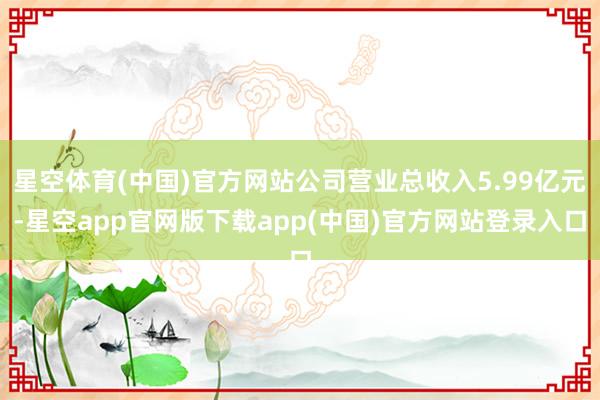 星空体育(中国)官方网站公司营业总收入5.99亿元-星空app官网版下载app(中国)官方网站登录入口