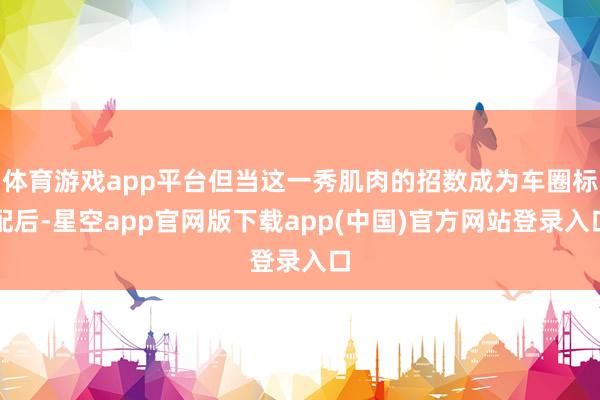 体育游戏app平台但当这一秀肌肉的招数成为车圈标配后-星空app官网版下载app(中国)官方网站登录入口