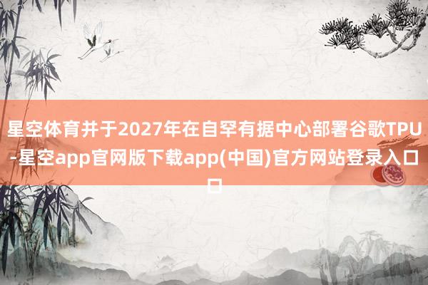 星空体育并于2027年在自罕有据中心部署谷歌TPU-星空app官网版下载app(中国)官方网站登录入口